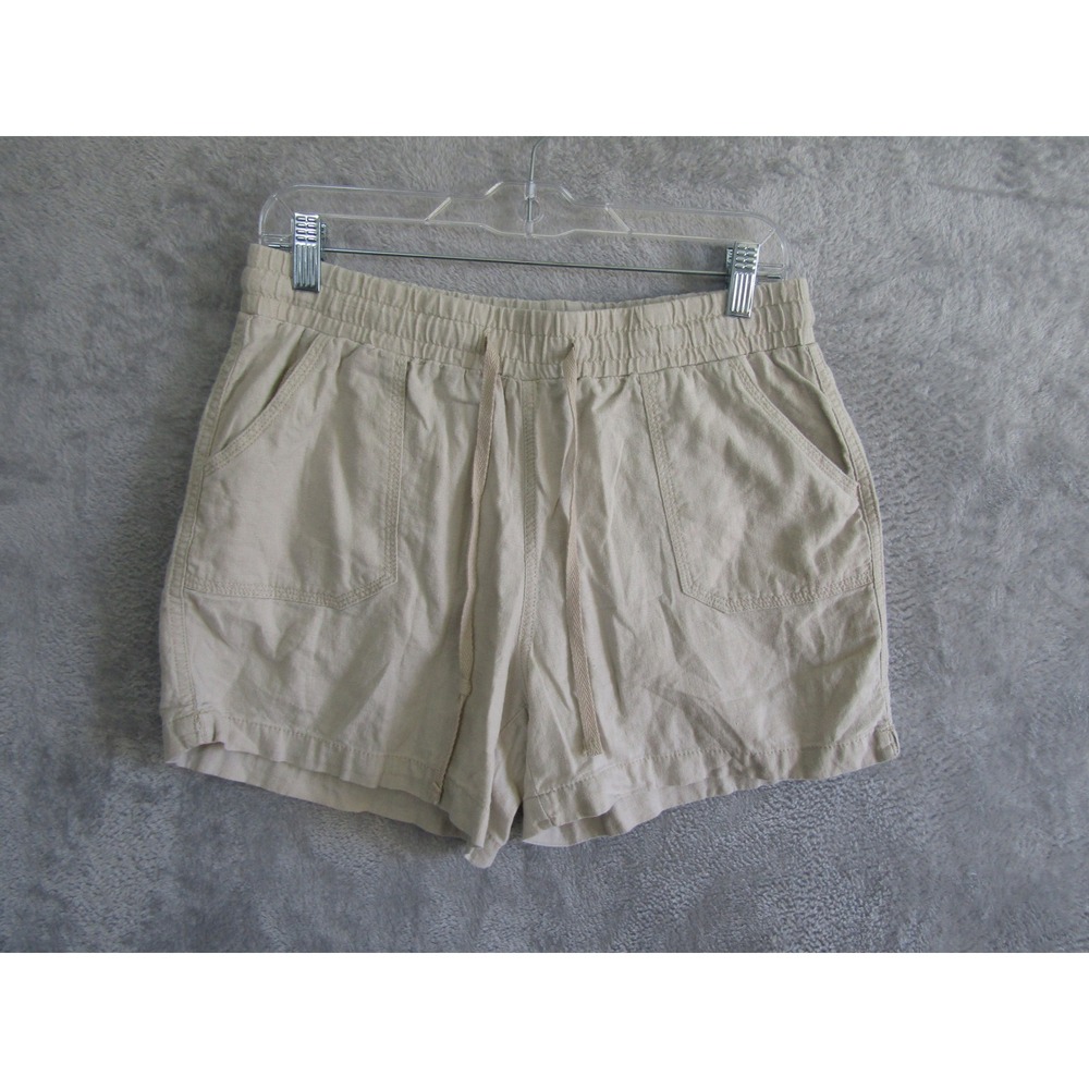 EST. 1946 Womens Linen Rayon Blend Drawstring Shorts Beige Tan Size Medium